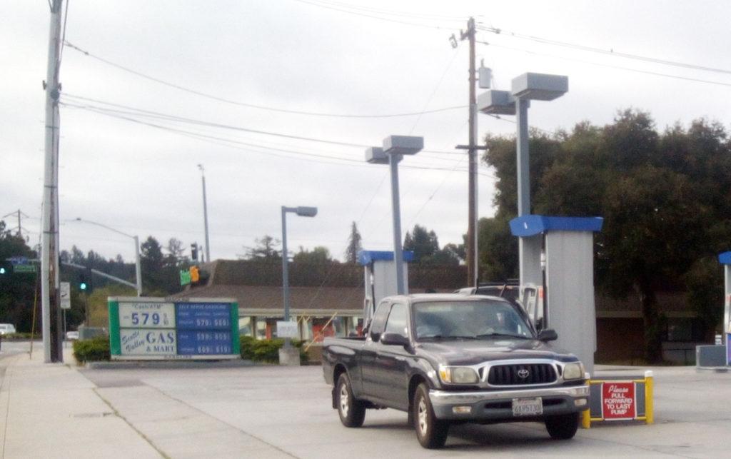 A price display at Scotts Valley Gas and Mart tracks soaring prices. PHOTO: Steven Rodrigues